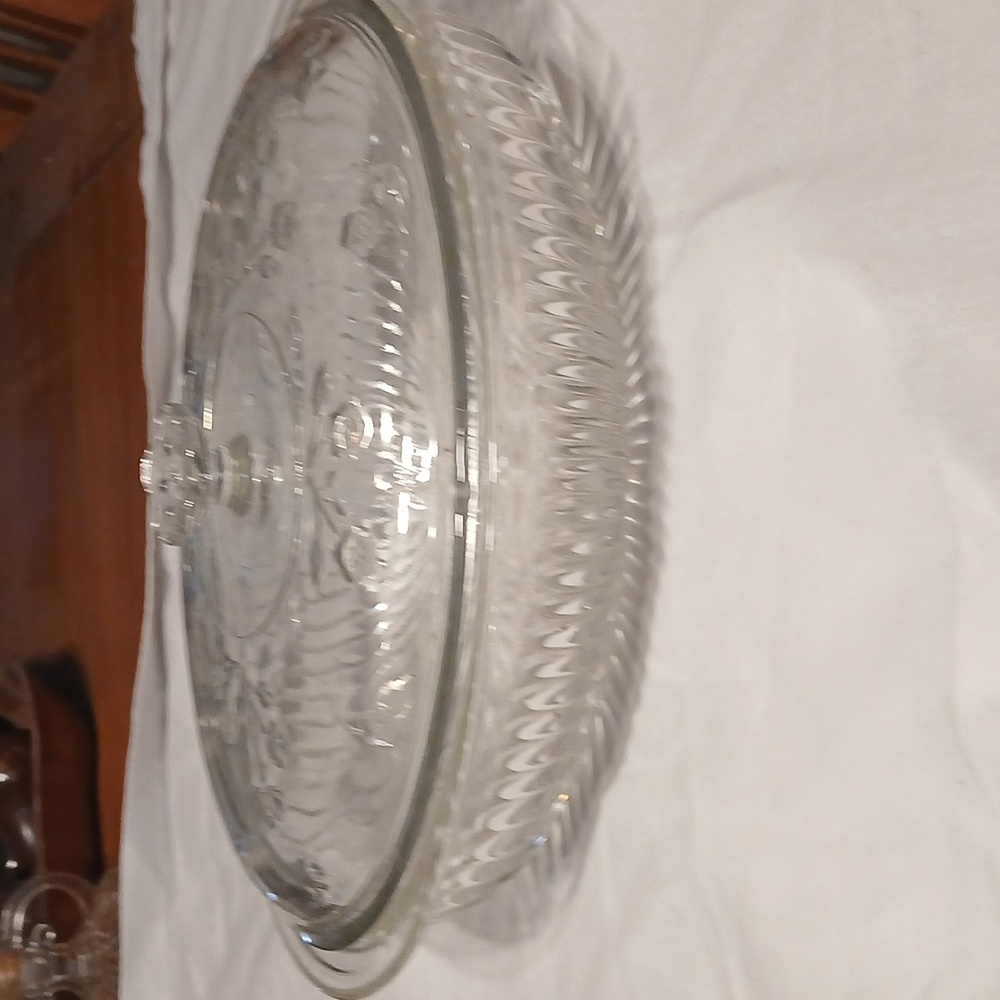 Vintage 13" deep ribbed clear glass oval baking dish